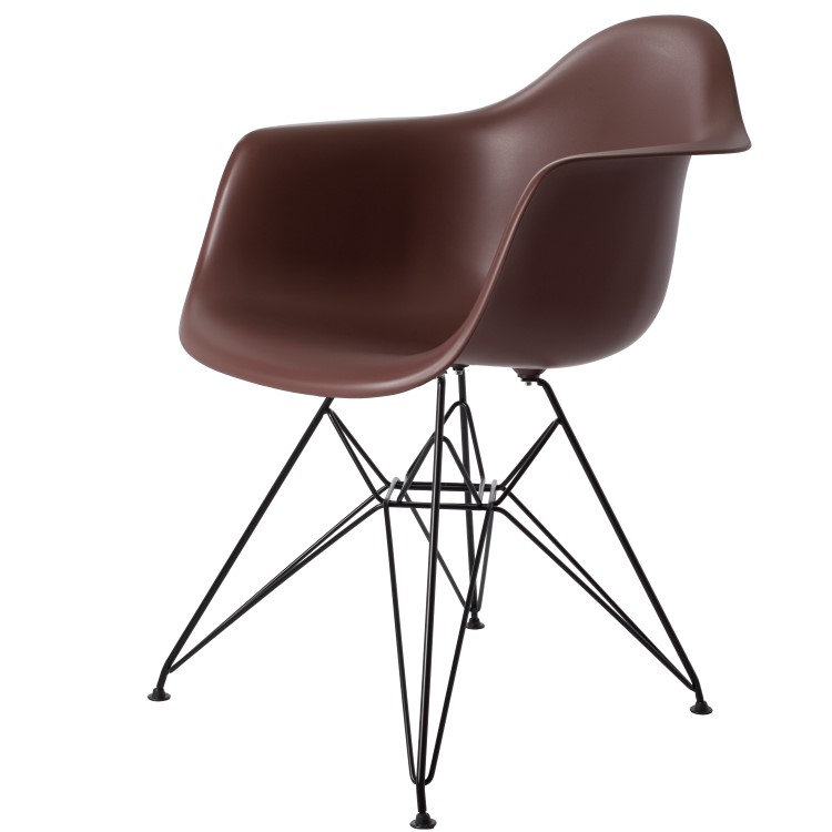 Charles Eames style, Jadalnia krzeslo DAR Czarna rama PP brazowy