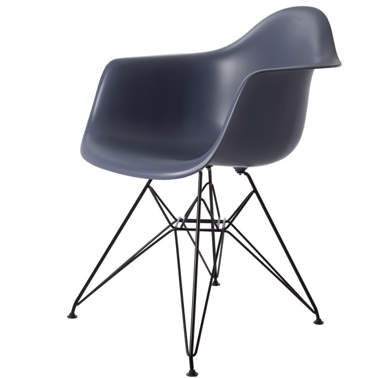 Charles Eames style, Jadalnia krzeslo DAR Czarna rama PP ciemnoszary
