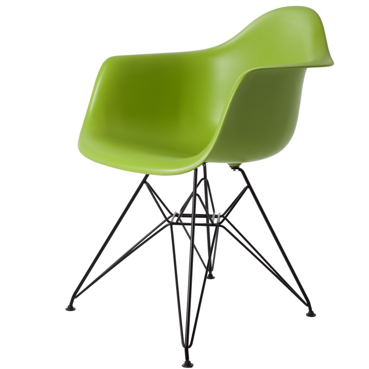 Charles Eames style, Jadalnia krzeslo DAR Czarna rama PP zielony