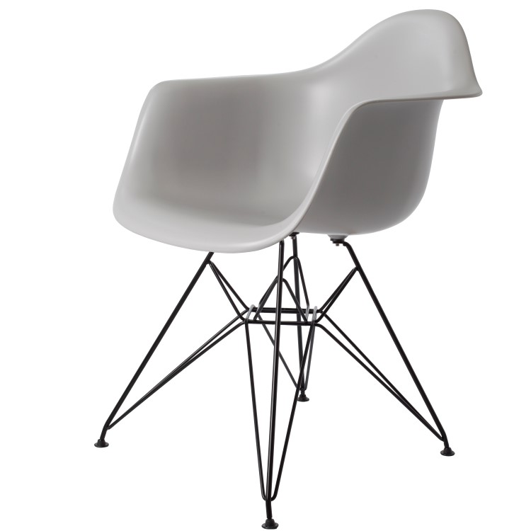 Charles Eames style, Jadalnia krzeslo DAR Czarna rama PP jasnoszary