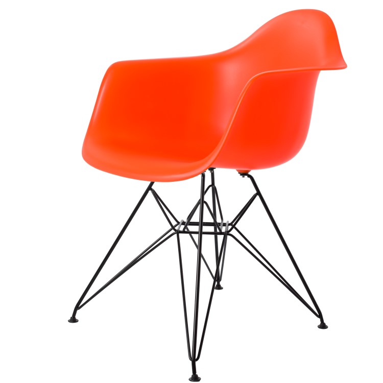 Charles Eames style, Jadalnia krzeslo DAR Czarna rama pomaranczowy