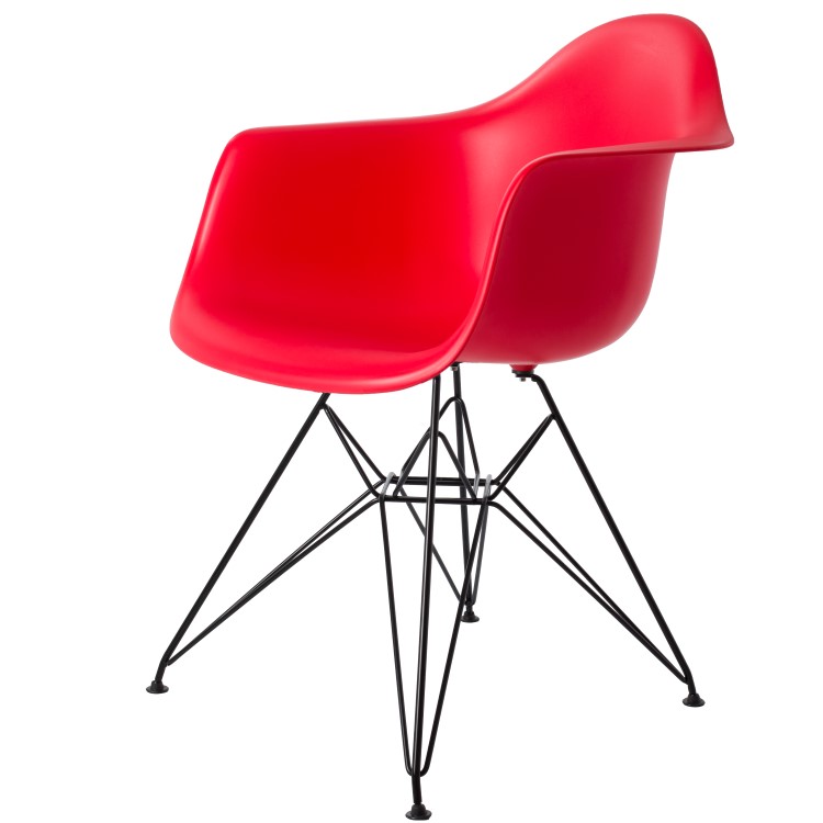 Charles Eames style, Jadalnia krzeslo DAR Czarna rama PP czerwony