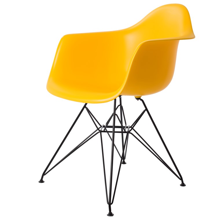 Charles Eames style, Jadalnia krzeslo DAR Czarna rama PP zólty