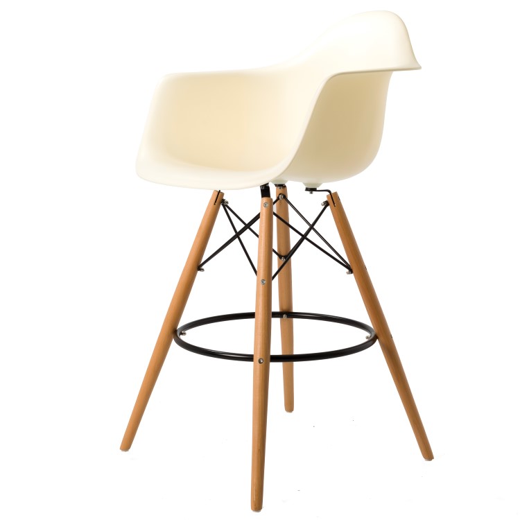 Charles Eames style, Krzeslo barowe DAW stolek Krem PP