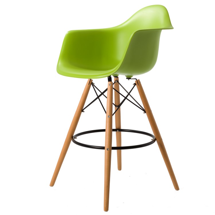 Charles Eames style, Krzeslo barowe DAW stolek PP zielony
