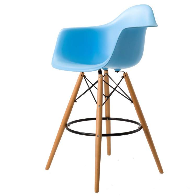 Charles Eames style, Krzeslo barowe DAW stolek PP jasnoniebieski