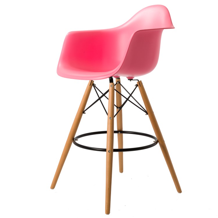 Charles Eames style, Krzeslo barowe DAW stolek PP rózowy