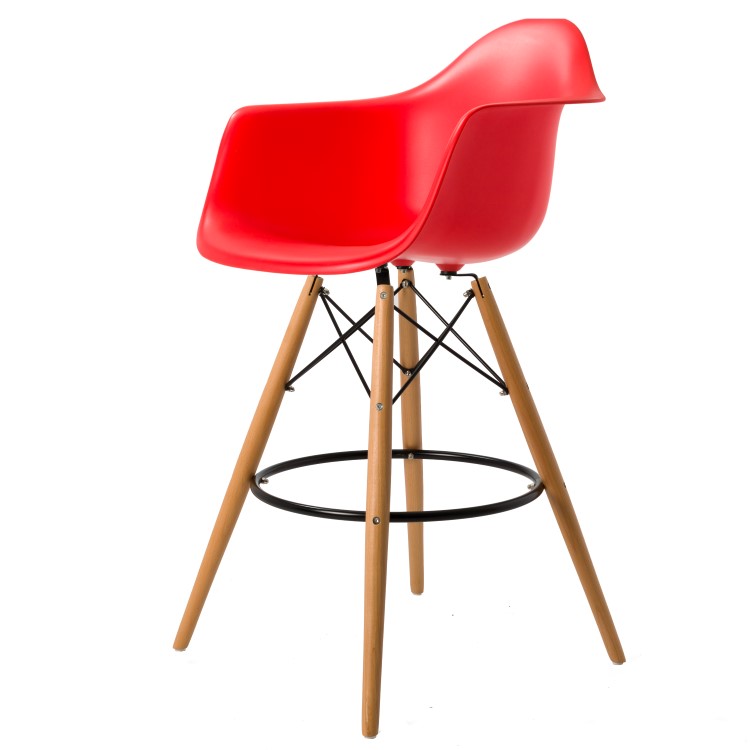 Charles Eames style, Krzeslo barowe DAW stolek PP czerwony