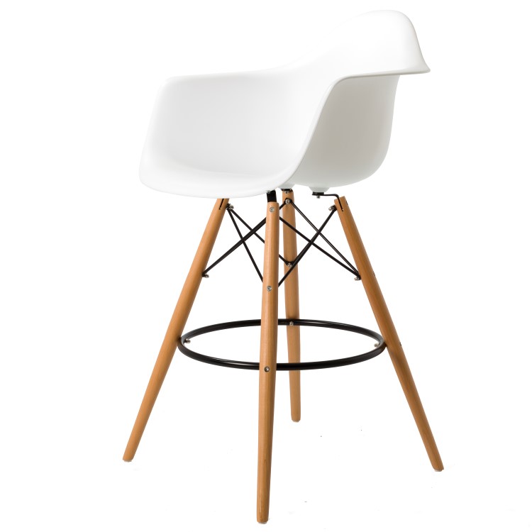 Charles Eames style, Krzeslo barowe DAW stolek PP bialy