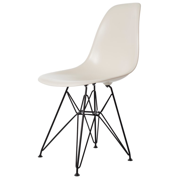 Charles Eames style, Jadalnia krzeslo DSR Czarna rama ABS Krem