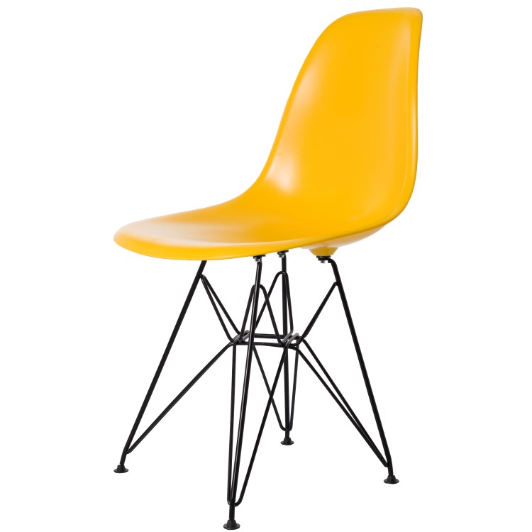 Charles Eames style, Jadalnia krzeslo DSR Czarna rama ABS Zólty