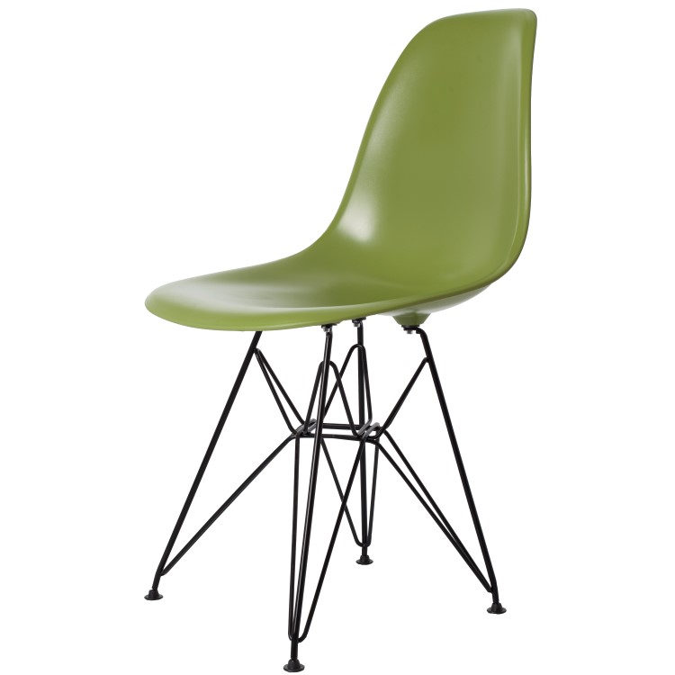 Charles Eames style, Jadalnia krzeslo DSR Czarna rama ABS Zielony