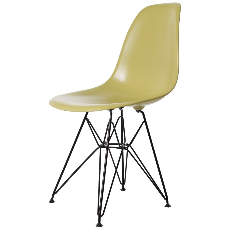 Charles Eames style, Jadalnia krzeslo DSR Czarna rama ABS oliwkowozielony