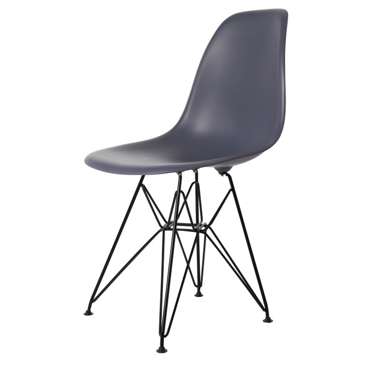 Charles Eames style, Jadalnia krzeslo DSR matowy PP ciemnoszary