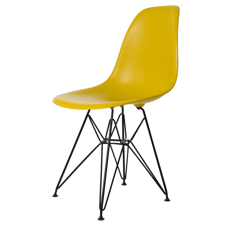 Charles Eames style, Jadalnia krzeslo DSR matowy Musztarda PP