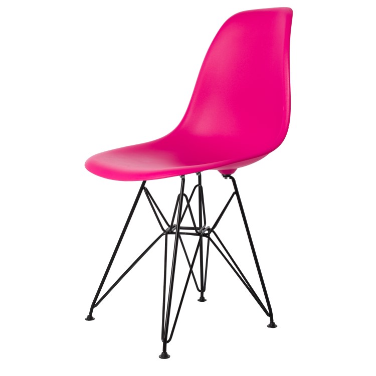 Charles Eames style, Jadalnia krzeslo DSR matowy PP neon rózowy