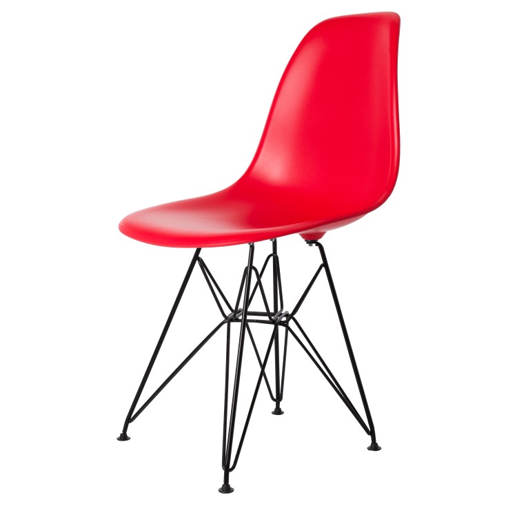 Charles Eames style, Jadalnia krzeslo DSR matowy PP czerwony