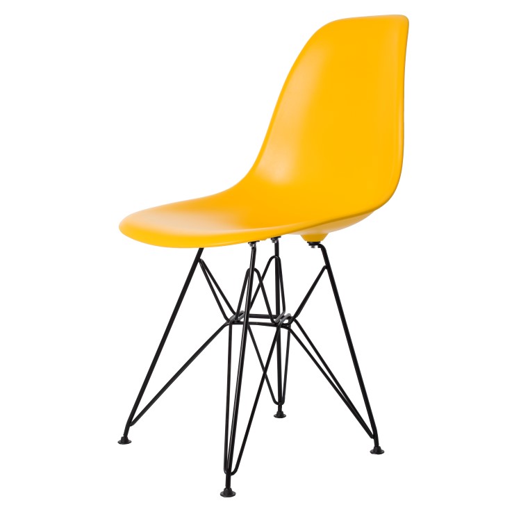 Charles Eames style, Jadalnia krzeslo DSR matowy PP zólty