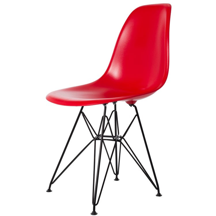 Charles Eames style, Jadalnia krzeslo DSR Czarna rama ABS czerwony