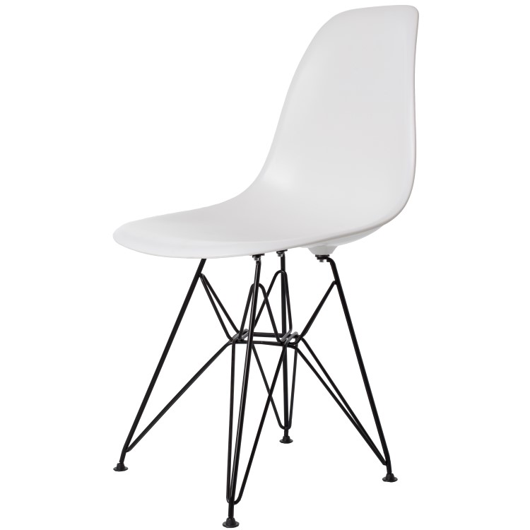 Charles Eames style, Jadalnia krzeslo DSR Czarna rama ABS bialy