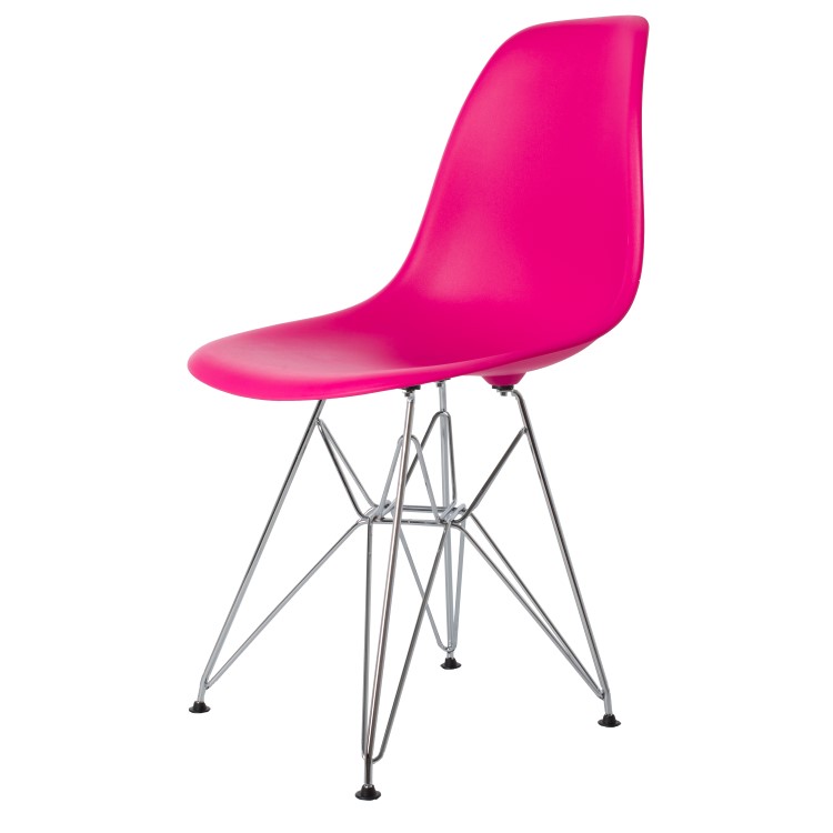 Charles Eames style, Jadalnia krzeslo DSR matowy PP neon rózowy