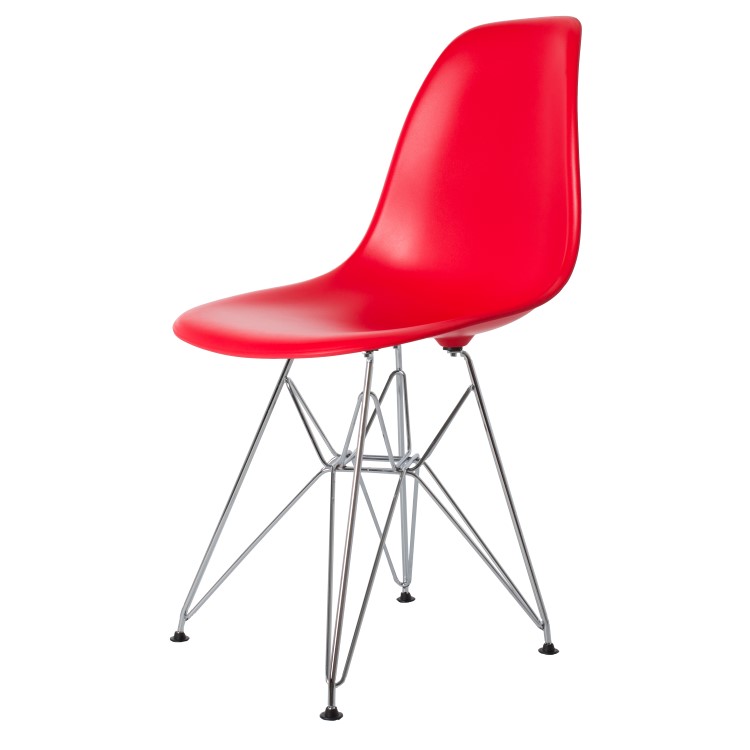 Charles Eames style, Jadalnia krzeslo DSR matowy PP czerwony