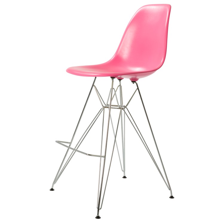 Charles Eames style, Krzeslo barowe DSR lsniacy ABS rózowy
