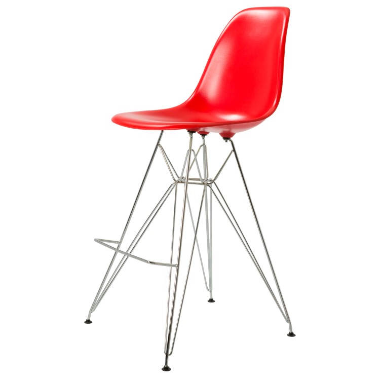 Charles Eames style, Krzeslo barowe DSR lsniacy ABS czerwony