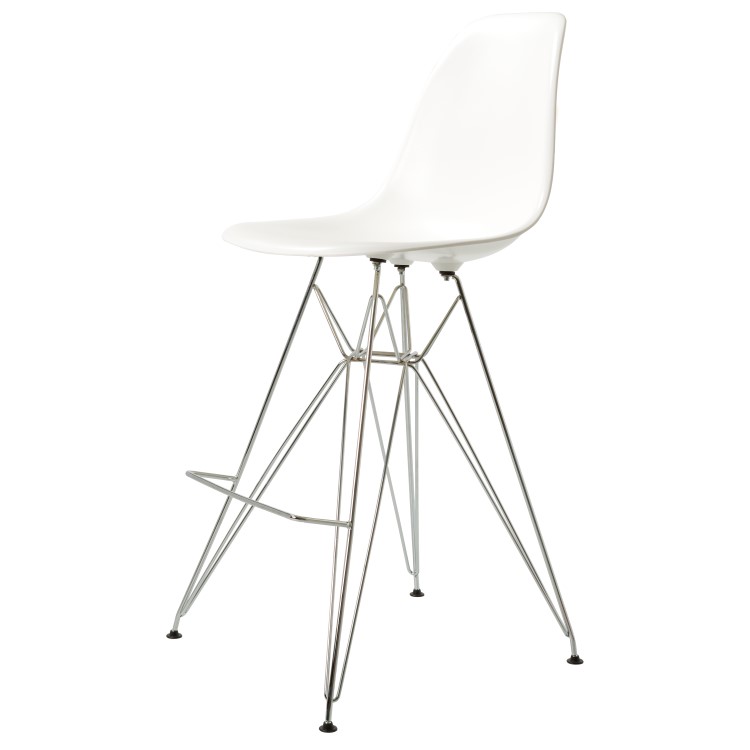 Charles Eames style, Krzeslo barowe DSR stolek ABS bialy