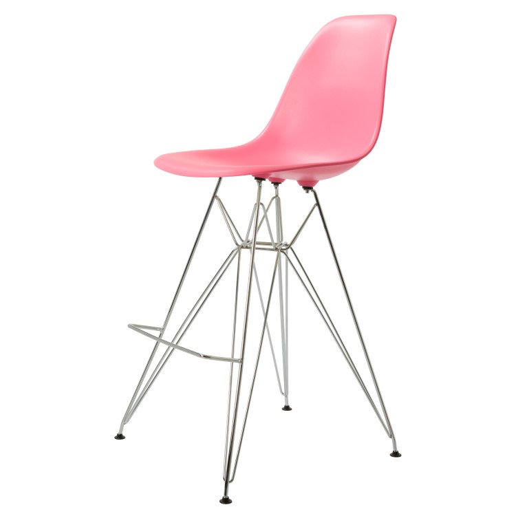 Charles Eames style, Krzeslo barowe DSR matowy PP jasno rózowy