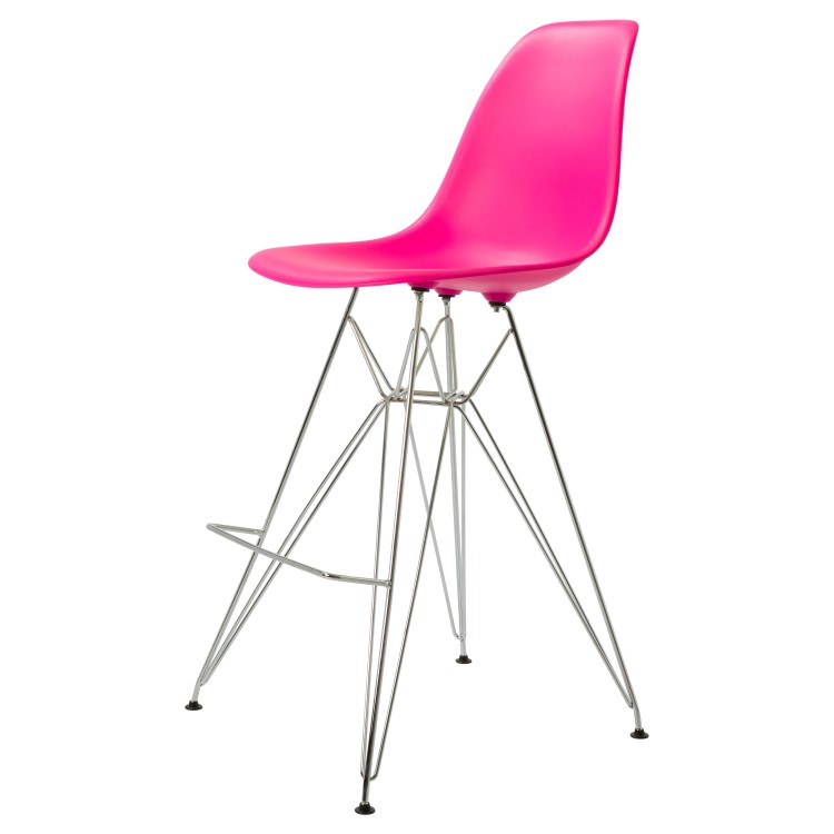 Charles Eames style, Krzeslo barowe DSR matowy PP neon rózowy