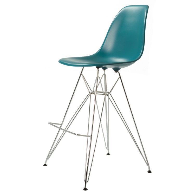 Charles Eames style, Krzeslo barowe DSR matowy PP blekitny