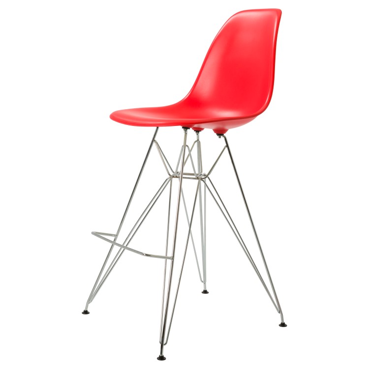 Charles Eames style, Krzeslo barowe DSR matowy PP czerwony