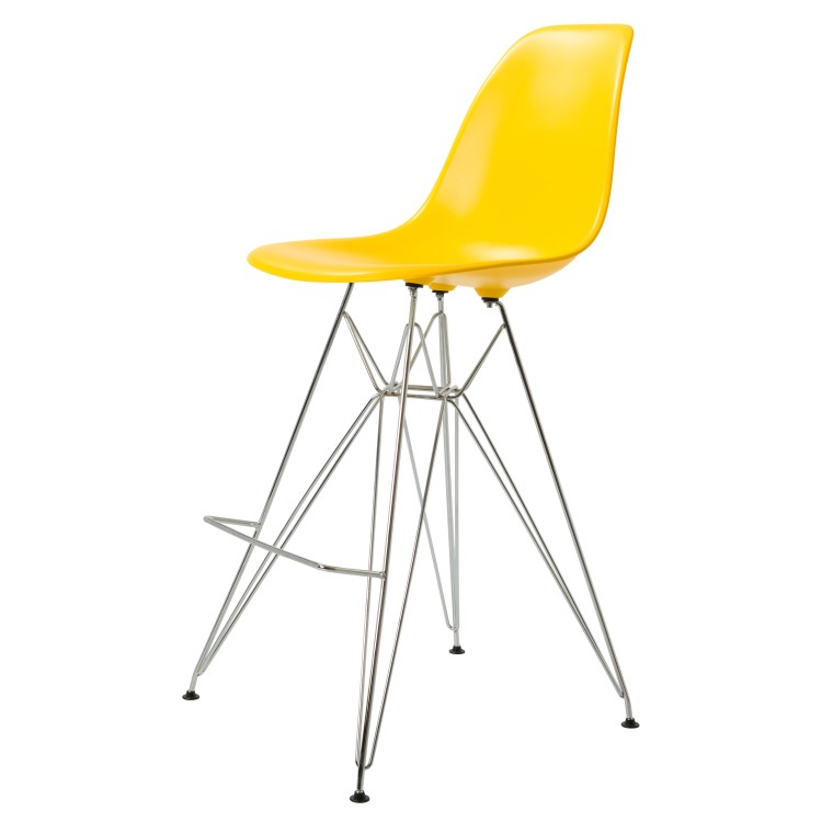 Charles Eames style, Krzeslo barowe DSR matowy PP zólty