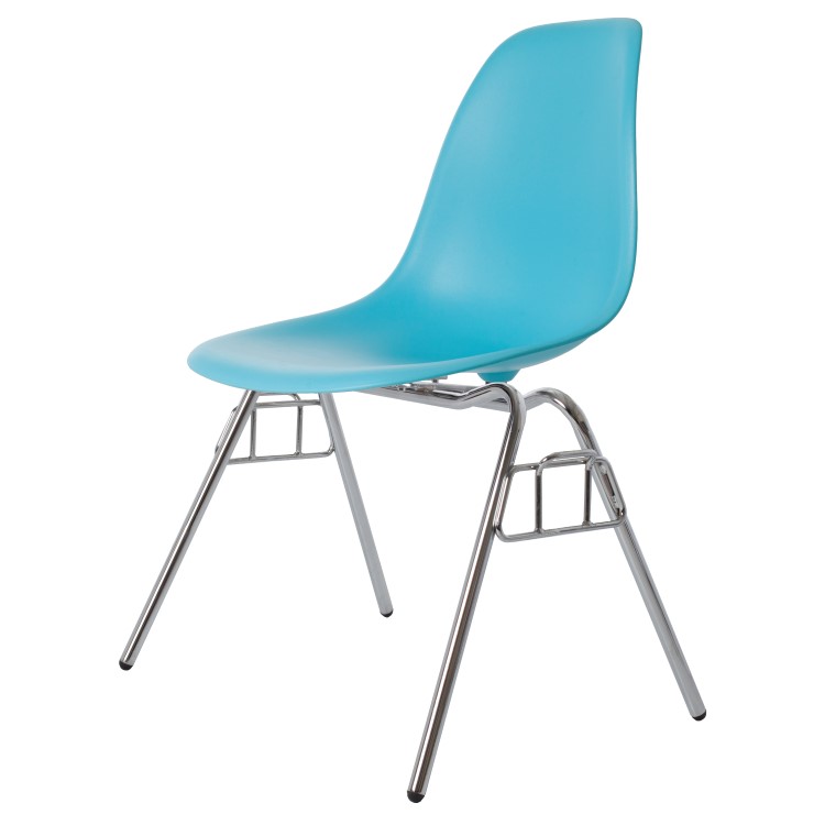 Charles Eames style, Jadalnia krzeslo DSS matowy PP neon niebieski