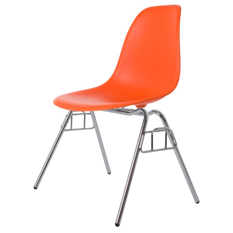 Charles Eames style, Jadalnia krzeslo DSS matowy PP pomaranczowy neon