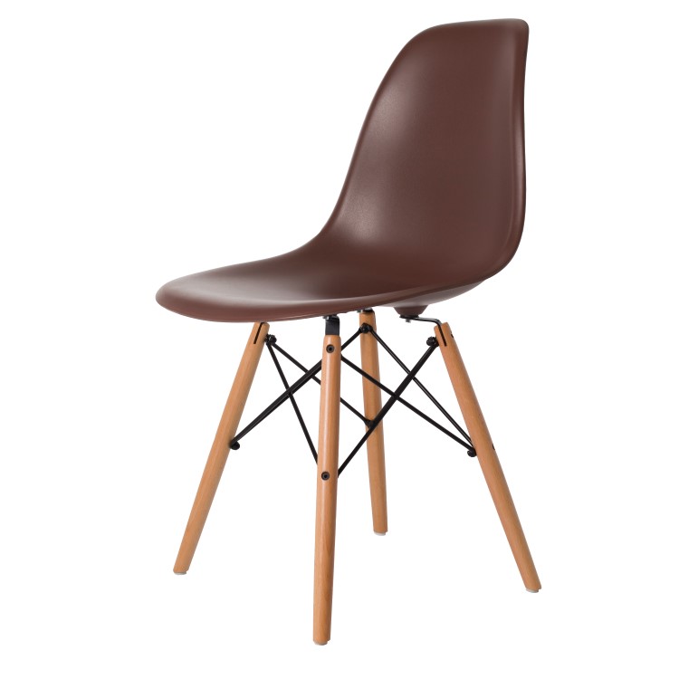 Charles Eames style, Jadalnia krzeslo DSW matowy PP brazowy