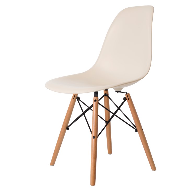 Charles Eames style, Jadalnia krzeslo DSW matowy Krem PP