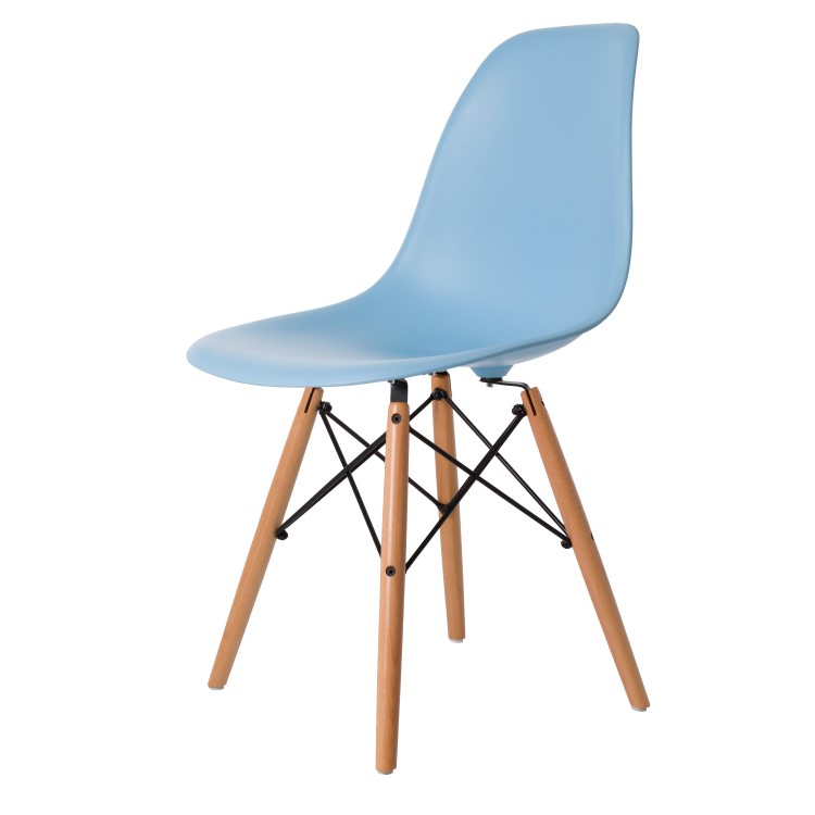 Charles Eames style, Jadalnia krzeslo DSW matowy PP jasnoniebieski