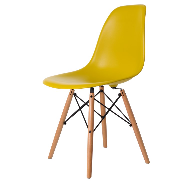 Charles Eames style, Jadalnia krzeslo DSW matowy Musztarda PP
