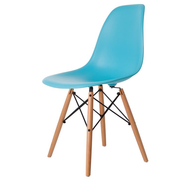 Charles Eames style, Jadalnia krzeslo DSW matowy PP neon niebieski