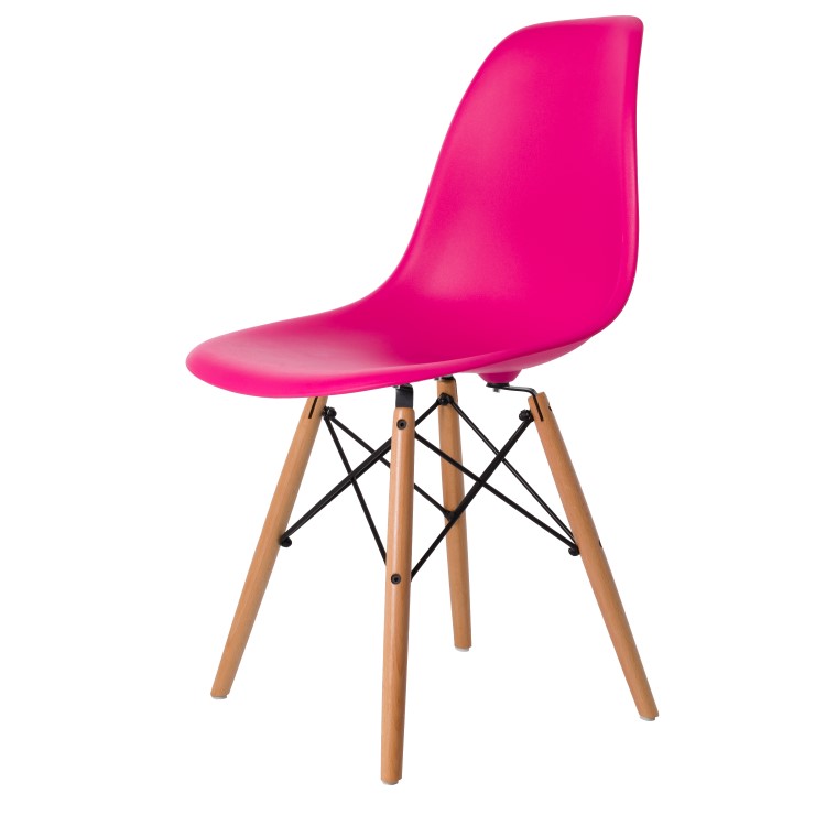 Charles Eames style, Jadalnia krzeslo DSW matowy PP neon rózowy