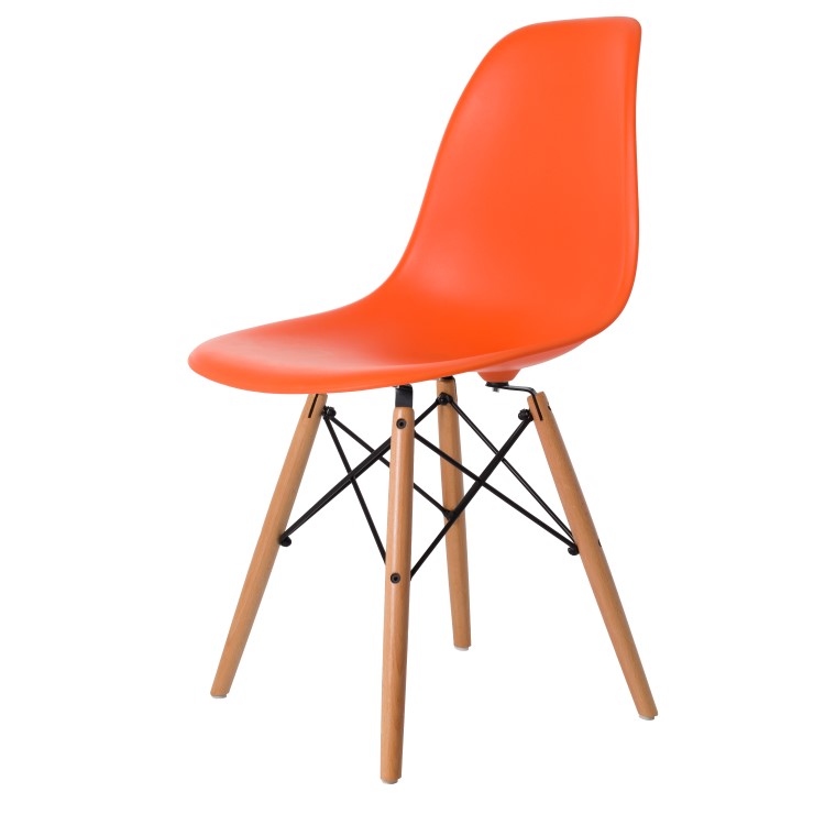 Charles Eames style, Jadalnia krzeslo DSW matowy Pomaranczowy PP