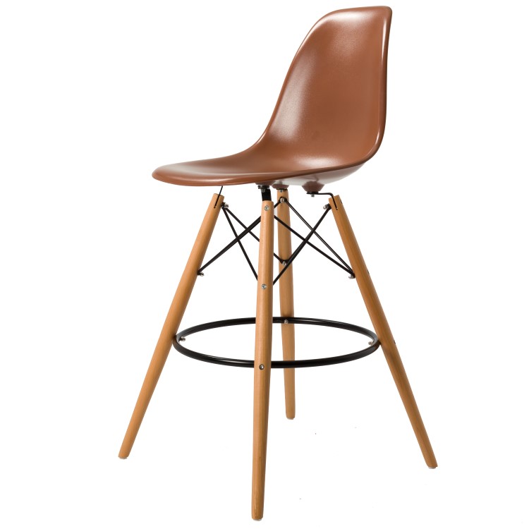 Charles Eames style, Krzeslo barowe DSW stolek ABS brazowy