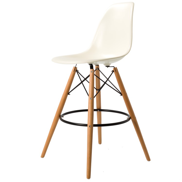 Charles Eames style, Krzeslo barowe DSW stolek ABS Krem