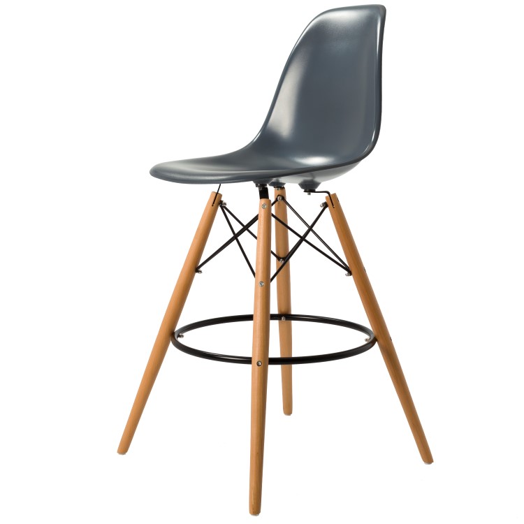 Charles Eames style, Krzeslo barowe DSW stolek ABS ciemnoszary