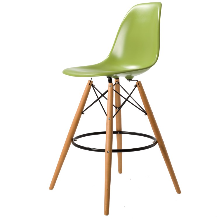 Charles Eames style, Krzeslo barowe DSW stolek ABS Zielony