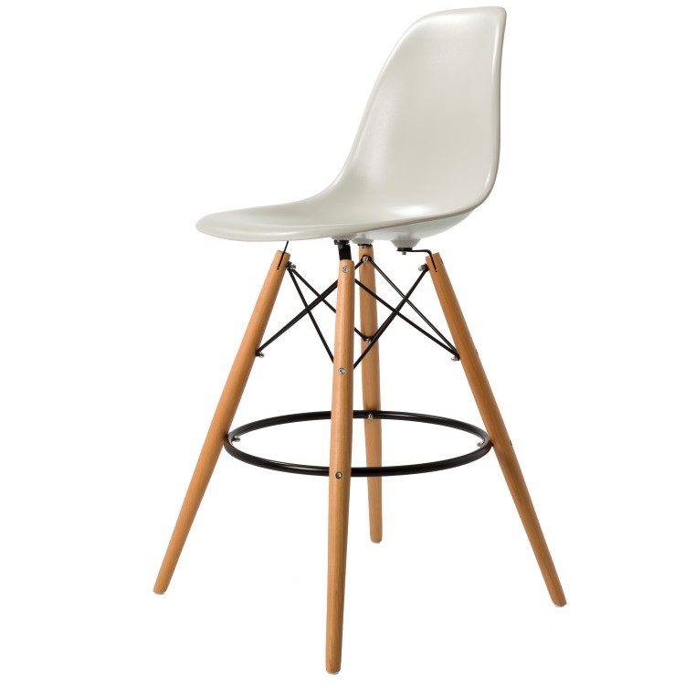 Charles Eames style, Krzeslo barowe DSW stolek ABS jasnoszary