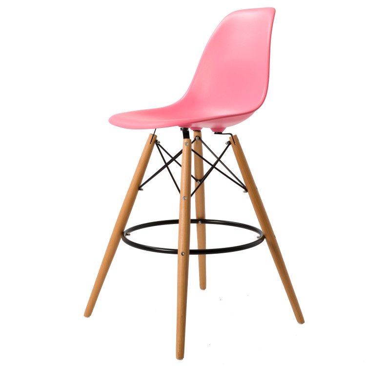 Charles Eames style, Krzeslo barowe DSW matowy PP jasno rózowy