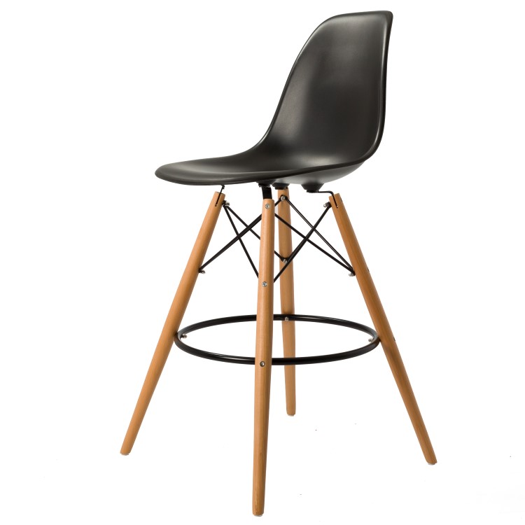 Charles Eames style, Krzeslo barowe DSW matowy PP czarny